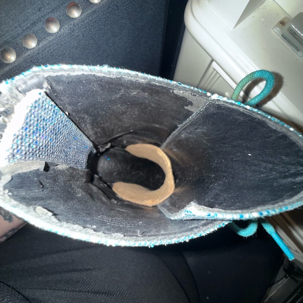 RARE HTF DOLLS KILL CLUB EXX BLUE SPARKLE PLATFORM TRAITOR BOOTS SIZE 9 - Picture 10 of 14